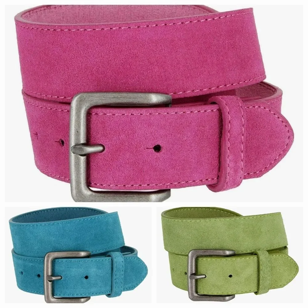 🔸️NWOT Fuchsia Genuine Suede Leather w/Detachable Antiqued Buckle Belt Small